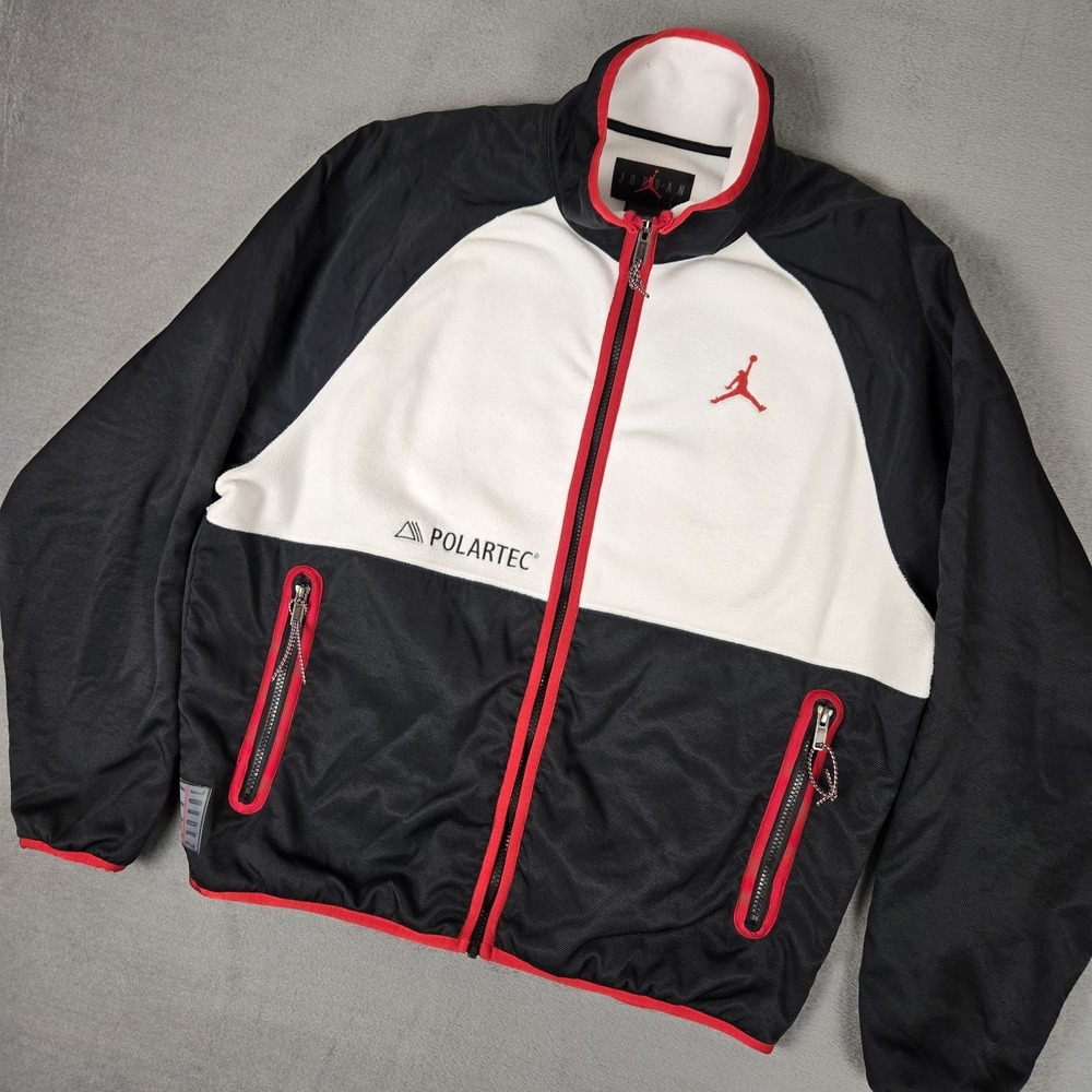 Nike Air Jordan Jacket Mens Medium AJ 11 Black White‎ Polartec Fleece CU1492-010